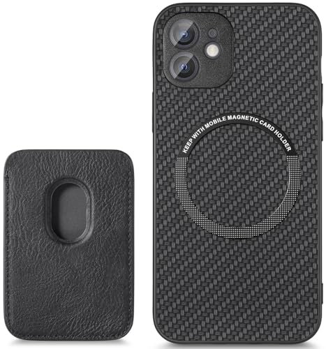 FAOMSEBS for iPhone 11 Case Magsafe, with Magnetic Wallet & Card Holder (Carbon Fiber Texture) [Stable Magnetic] [10Ft Drop Protection] Shockproof Cover for iPhone 11 Wallet Case 6.1'' 2019, Black