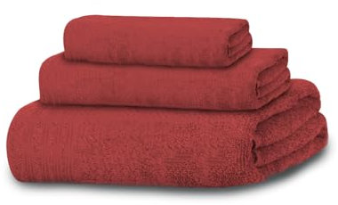 MERCURY TEXTIL- Juego de 3 Toallas 100% Algodón de 450gsm Suaves y Resistentes, 1 Toalla de Baño, 1 Toalla de Mano y 1 Toalla de bidé (Rojo)