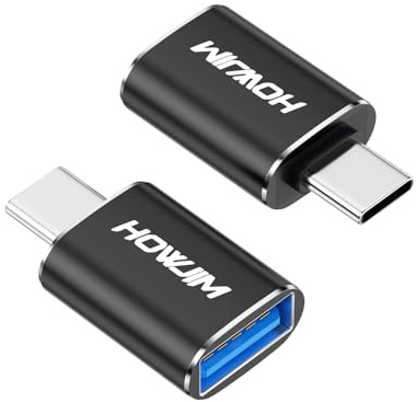 HOWJIM Adattatore da USB C a USB 2 Pezzi,Ricarica Rapida 3A 100W,OTG 10Gbps Adattatore Type-C Maschio a USB 3.2 Femmina per M-acBook Pro/Air Phone 17/16/15 Pad G-alaxy X-peria D-ell XPS S-urface Nero