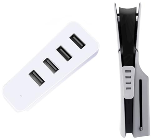USB-Hub für PS5 Pro/Slim Disc/Digital Edition,4 Port USB High-Speed Expansion Hub Ladegerät Splitter Adapter für Konsole,USB Charging Port Expander Zubehör für PS5 Pro,Plug and Play (weiß)