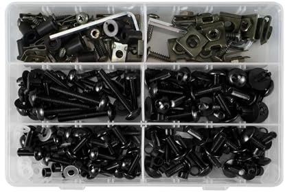 sanehou Motorcycle Schrauben Klemmen Kompatibel Mit Yamaha M5 M6 Universalteil Motorradverkleidungs-Befestigungsschrauben 253-teiliges Motorrad-Rennverkleidungsschrauben-Set(Black)