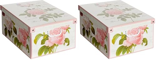 Lavatelli ROSEN GROSS Aufbewahrungsbox aus Karton, Geschenk kiste aus pappe, mit Deckel, Cardboard, 1 cm, BIG (Packung mit 2)