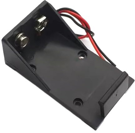 pumpumlia Lot de 2 boîtes de rangement pour piles 9 V sans couvercle/bouton de commutation 9 V avec câble pour appareils électroniques Noir