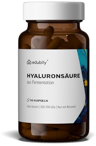 edubily® Hyaluronsäure Kapseln – 250 mg Natriumhyaluronat pro Kapsel - Reine Hyaluronsäure ohne unnötige Zusatzstoffe - Vegan & Made in Germany (60 Kapseln)