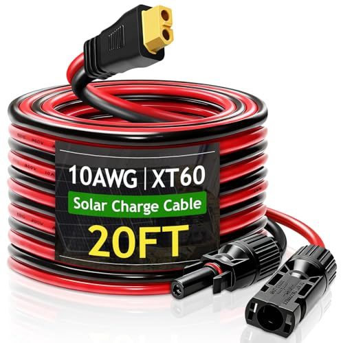 Solarladekabel Solarstecker auf XT60 Adapter Stecker,10AWG/6mm² Solarpanel Verlängerungskabel, Solarladekabel Solarkabel mit XT60 Stecker für Ecoflow Delta River Max Pro Powerstation 6M