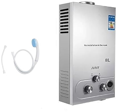 Chauffe-eau au Gaz Propane GPL,6L/8L Chauffe Eau Instantané Gaz,avec Modes Hiver et Été,16kW 2800Pa Chauffe-eau sans Réservoir avec Kit Douche,Protection Contre La Surchauffe (8L)