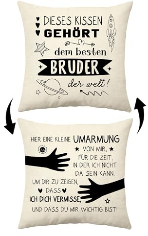 Aconesong Dieses Kissen Gehört dem Besten Bruder der Welt Lustige Kissenbezüge für Brüder Weihnachts Geburtstagsgeschenk von Schwester Dekokissen Zierkissenbezug Deko Sofakissen Couchkissen (Bruder)