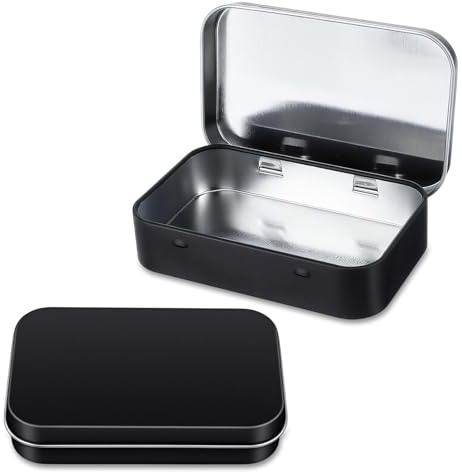 Nogeqi 2 pcs Metal Tin Box, Small Metal Tin, Rectangular Tin Box with Lid,Metal Storage Box,Mini Small Storage Kit for Jewelry Eraser Candy Craft Organize(Matte Black)
