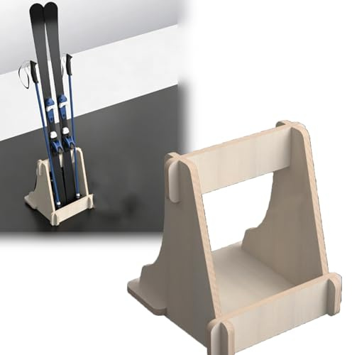 Minglez Porte Ski Étagère Verticale en Bois pour Skis et Snowboards, Supports de Rangement Individuels pour Bâton/Chaussure de Snowboard, Présentoir pour Skateboard