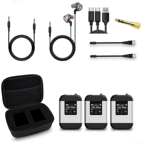 Sistema di monitoraggio in-ear wireless UHF con 20 canali, accoppiamento automatico, gamma di frequenza 550 MHz, trasmissione 30-50 m per prove di banda, audio da studio e performance sul palco (1 a 2