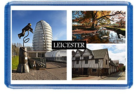 Leicester End - Postcard-Style Design - 7cm x 4.5cm - Novelty Tourism Fridge Magnet.