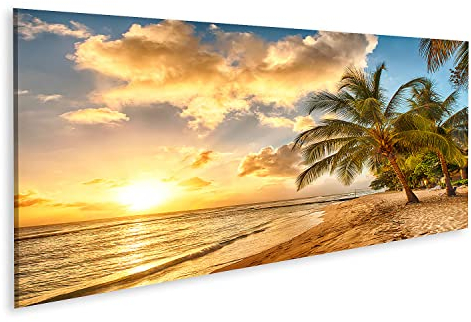 islandburner Bild auf Leinwand Schöner Sonnenuntergang Über Dem Meer Mit Blick Auf Palmen Barbados Karibik Bilder Wandbilder Poster