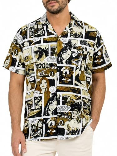 King Kameha Original Funky Hawaiihemd | Herren | XS - 6XL | Kurzarm | Front-Tasche | Hawaii-Print | Comic Superhelden