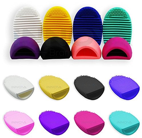 Silicone Make Up Brush Cleaner Glove Face Washer Scrubber Washing Tool Mat B (Black)