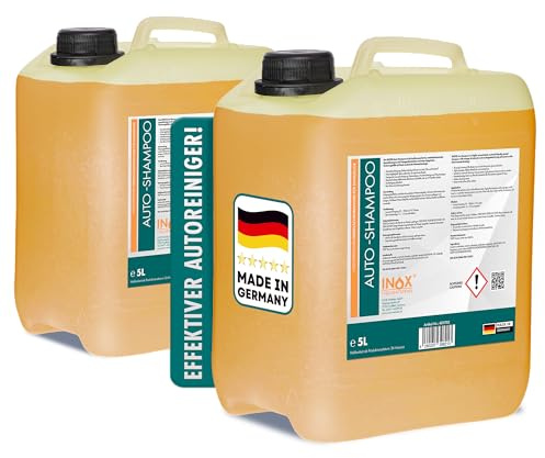 INOX Nano Line Autoshampoo Konzentrat 2x5L, hochdruckreinigergeeignet | Sanfte, schonende Reinigung für PKW, LKW, Wohnmobil und Motorrad. Ideal geeignet für den Einsatz im Hochdruckreiniger