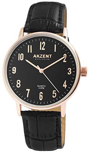 Excellanc Akzent Exclusive Herren - Uhr Lederimitations Armbanduhr Dornschließe Analog Quarz 2900149