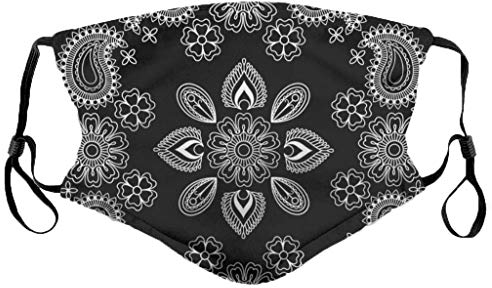 Lulupi Mundschutz mit 2pcs Filter Face Shield Multifunktionstuch Waschbar Wiederverwendbar Bandana Maske Elegant Motiv Mund Nasenschutz Verstellbar Atmungsaktiv Stoffmaske Halstuch Schal