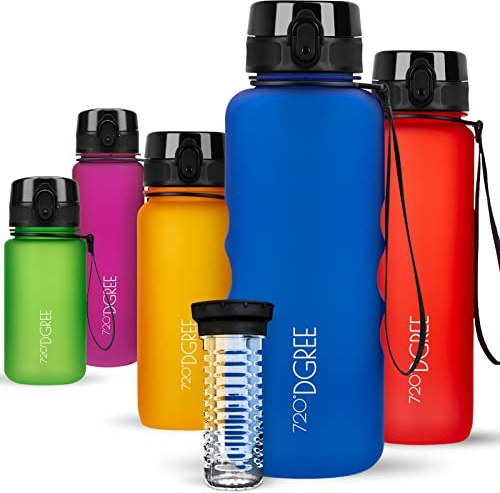 720°DGREE Water Bottle “uberBottle“ - 1.5 L softTouch +Fruit-Infuser - BPA-Free Tritan, Leakproof, Reusable Drinking Bottle - Sports Bottle for Gym, Running, Fitness, Hiking, Travel, School, Office
