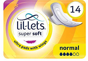 Lil-Lets - Assorbenti igienici super morbidi, normali con ali, 1 confezione da 14