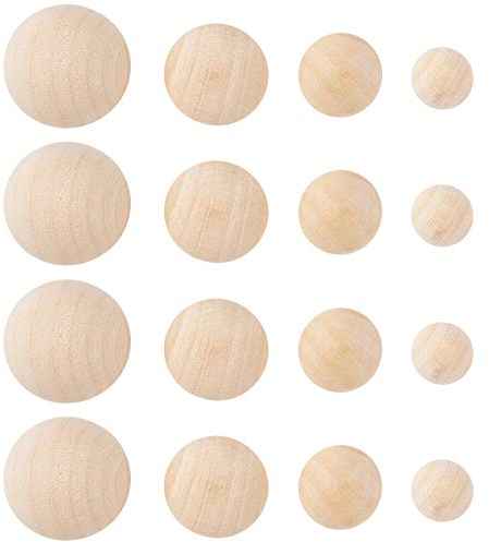 Lot de 120 demi-billes en bois naturel brut de 4 tailles pour projets d'artisanat et d'art