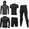 HZQIFEI Herren 5 Stücke Sport Anzug Fitness Anzug Schnelltrocknend Strumpfhosen Laufanzüge Kompression Shirt Gym Training Lauf Trainingsanzüge (Stil#1, M)
