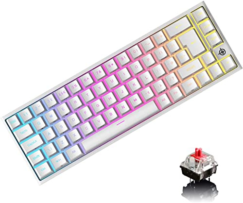 Disposition britannique 60 % Clavier de jeu rétroéclairé RVB avec interrupteur rouge, clavier mécanique 67 touches USB C Souris 12000 DPI pour PC Mac Gamer