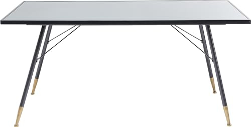 Kare Design Tisch La Gomera, Anthrazit-Grau, 4-6 Personen, Rechteckig, Industrial Stil, Sicherheitsglas Tischplatte, Wellenschliff, Esszimmertisch, Stahl, 75x160x80 cm (HxBxT)