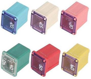 Gebildet 6 Fusibles Surtidos en Forma de Caja Jcase de Perfil Bajo para Automóviles de 12V-24V para Camiones, Coches y SUV, Barcos (20A/25A/30A/40A/50A/60A, 1 unidad Cada Uno)