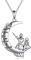 WINNICACA Mutter und Tochter Halskette 925 Sterling Silber Ich liebe dich bis zum Mond und Zurück Anhänger Kette Geschenke für Mama Frauen