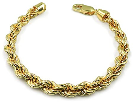 Bracciale Corda Spessa in Argento Sterling 925 Placcato Oro Giallo