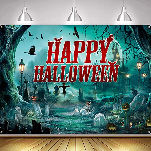 Halloween Deko, Happy Halloween Banner, Extra Große Stoff Hintergrund, Realistisch Hängende Photo Booth Hintergrund, Halloween Party Dekor Zeichen für Halloween Indoor Outdoor Home Decor Supplies