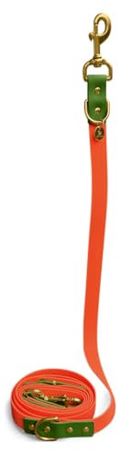 Hey Lana Hundeleine Führungsleine, Made in Germany, 2 Karabiner & 3-Fach verstellbar, Hund Führleine Leine, Zugleine Hundelaufleine Trainingsleine Handsfree (M-L, orange/grün, 230 x 2,5 cm)