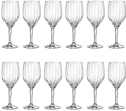 Bormioli Rocco 12x Clair 380ml Florian Verres Vin Blanc - Petit Verre Rouge Rosé Longue Tige Cocktail Faire la Fête Buvant Gobelet Ensemble-Cadeau