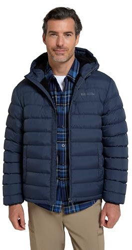 Mountain Warehouse Seasons Mens Fur-Lined Padded Jacket - Microfibre insulation & Faux Fur Puffer Coat with Side Pockets - Best for Autumn, Winter, Outdoors Navy XXS