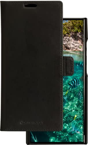 dbramante1928 Lynge - Flip-Hülle für Mobiltelefon - nachhaltiges Vollnarbenleder - Schwarz - für Samsung Galaxy S23 Ultra