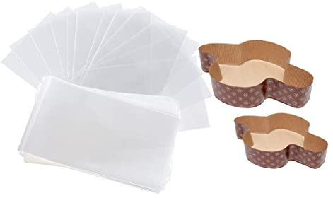MAQA 10pz Stampo per colomba 750 gr e 1 kg con buste trasparenti, Pirottini colomba pasquale in carta, forma per cottura con sacchetti 1 KG
