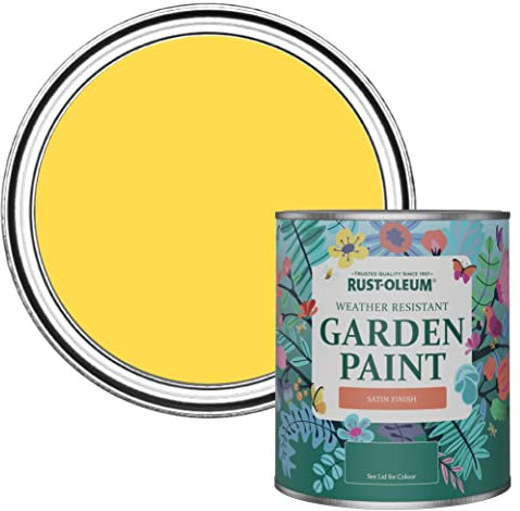 Rust-Oleum Peinture Jaune Résistante à l'humidité pour Jardins, Finition Satinée - Sorbet Citron 750ml