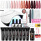 VANREESA Kit Unghie Gel Completo, 8 Colori Rosa Kit Ricostruzione Unghie con Lampada U V Set Unghie Gel Ricostruzione con Matt Top Base Coat