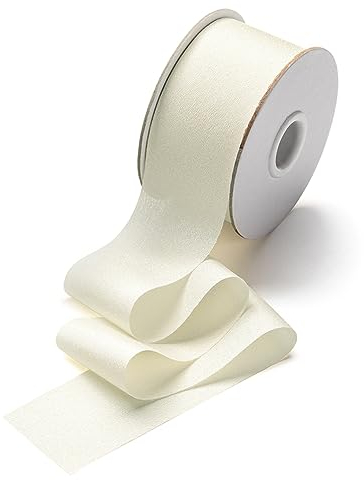 CHUQING Schleifenband Beige 38mm x 22,8 M Geschenkband Fein Hochzeit Seidenband Geschenkverpackung Festival Bänder,Creme Dekorative Schleifen Bänder