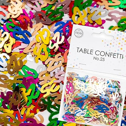 Konfetti Zahl 25 Bunt zum 25. Geburtstag | Deko für Jubiläum und Party | 500 Stück, metallic-bunt, 10mm groß | Zahlenkonfetti Tischkonfetti Tischdeko Jubiläum, Edition: Zahl 25
