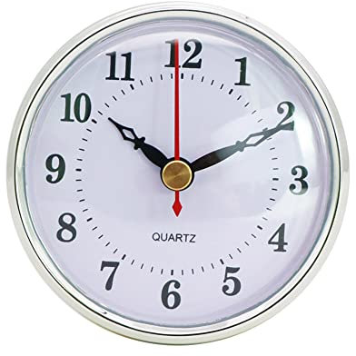 MoreChioce 80mm Quarz-Uhren-Einsatz, Klassischer Eingebauter Uhrenkopf Einbauuhr Einsteck-Uhrwerk mit Ziffern DIY Runde Quarz-Uhrwerk Geräuschlose Nicht Tickende Wanduhr #Silber#Keine Batterie