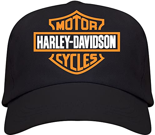 Genérico Harley Logo Herren-Kappe, schwarz, 5 Paneele, 100 Baumwolle, 340 g/m², Schwarz , One size