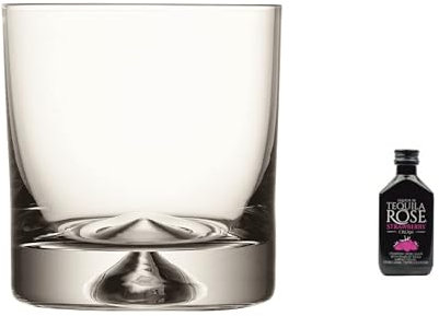 Trophy Store Personalised Engraved dimple Glass, with 5 cl Miniature Teqila Rose in Silk Lined Gift Box