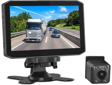 VSYSTO Car Reversing Camera Backup Camera, Plug-Play, 7 Inch LCD Rear View Monitor, Infrared Night Vision, Mirror, 12V-24V for Cars Vans Trucks