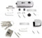 Emuca - Kit cerradura y cerradero para puerta doble de cristal, puerta vidrio 8-12mm, acero y aluminio, anodizado mate.