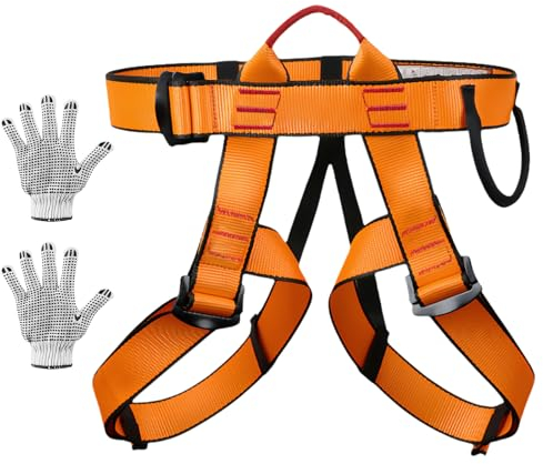 Klettergurt, Universal Absturzsicherung Sicherheitsgurt Taille, Verstellbarer Klettergurt Befestigender Klettergut, Bergsteiger-Klettergurt, Befestigender Klettergurte Für Bergsteigen Klettern(Orange)