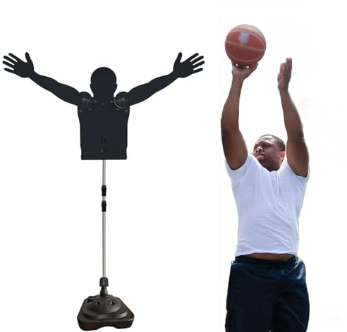 SDFVSDF Basketball Dummy Basketball-Verteidigerpuppe mit Beweglichem Arm, Höhenverstellbare Hands-Up-Verteidigerpuppe, Bodenständer-Trainerpuppe für Schuss, Dribbeln und Passen