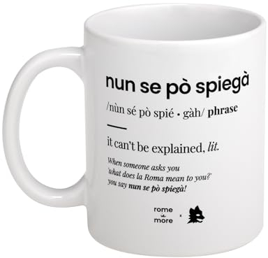 AS Roma Tazza Nun Se Po' Spiegà, Unisex Adulto, Bianco, 12x10cm