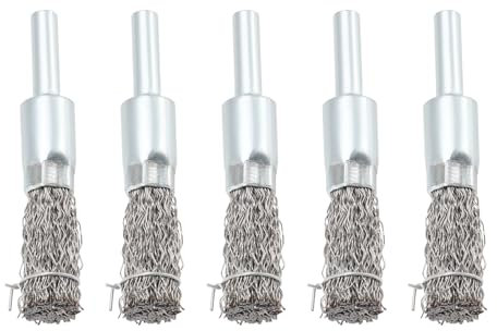 EMSea Lot de 5 brosses métalliques rondes de 12 mm pour perceuse, tige de 6 mm en acier inoxydable pour nettoyage/polissage/élimination de la rouille