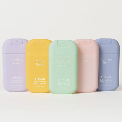 HAAN Hydroalkoholisches Handdesinfektionsmittel 30ml 5 Pack (Bright Rose + Purifying Verbena + Morning Glory + Soothing Lavender + Citrus Noon)